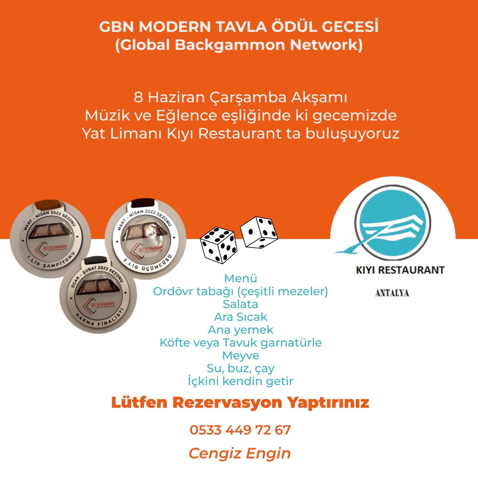 GBN ( Global Backgammon Network) Modern Tavla Ödül Gecesi