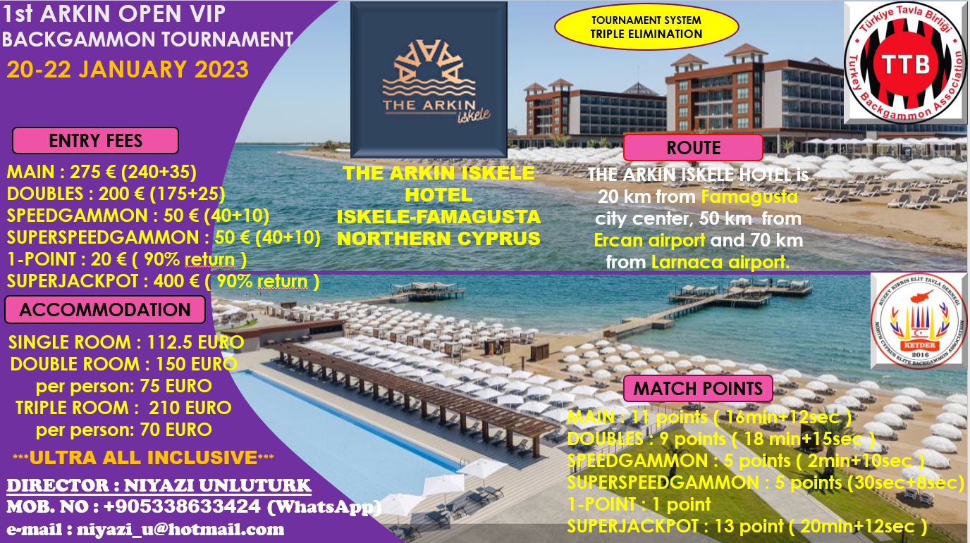 1. Arkın Açık Vip Tavla Turnuvası