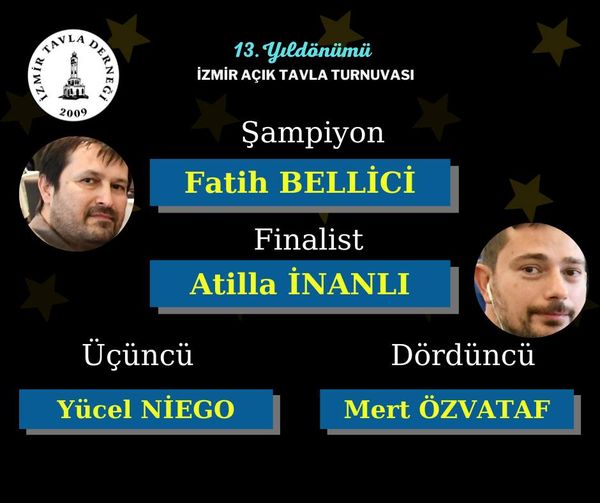 13. Yıldönümü İzmir Açık Tavla Turnuvası Sonuçlandı